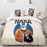Bettwäsche Bettbezug 3D Bett Set für Kinder 3 Teilig Mikrofaser 135 x 200 cm Bettbezüge mit 2 Kissenbezug 80 x 80 cm (Astronautenstil 4)