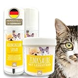 Erste Hilfe Set für Katzen I Silberspray + Lebertran Zinksalbe I Wundspray Salbe Wundschutz Haustier I Silber Spray Wundheilung, Wundsalbe Wunddesinfektion I Sprühpflaster Sprühverband 250 ml 2*100