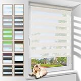 Zarnan Klemmfix Doppelrollo ohne Bohren 40x120cm(BxH) Leinen,Duo Rollo Blickdicht Zebrarollo für Fenster&Tür Wohnzimmer Küche Bü