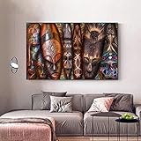 Leinwand Wandkunst Afrikanische Ethnische Maske Stammesmaske Gesichtsmaske Afrika Kunstwerk Poster und Drucke für Wohnzimmer Dekor-70x110cm R