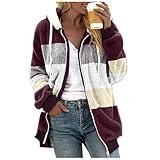 PAOLIAN Plüschjacke Damen Fleece Mantel Warme Wintermantel Elegant Plüschige Jacke Winterjacke Bequem Weich Hoodie Fleecejacke Mantel Teddy Coat Zip Up Kapuzenpullover Oversize Outwear mit Kap