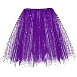 KIMODO Tüllrock Tanzkleid Petticoat Mehrfarbig Minirock Damenrock 50er Vintage Kurz Ballet Bubble Tanzkleid Erwachsene Rock Prinzessin Swing Unterrock Partyrock (A-Dunkelviolett, Einheitsgröße)