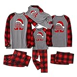 EMATOP Weihnachtspyjama Familie Weihnachts Pyjama Set Lässiges Schlafanzug Pyjamas Outfit Winter Nachtwäsche Nachthemd Damen Herren Kinder Hausanzug Schlafanzüge Kariertes Sleepwear S