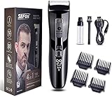 SEFON Haarschneider Professioneller LCD-Farbdisplay Haartrimmer Electric Beard Trimmer Rechargeable Long Hair Trimmer 4 in 1 Haarschneidemaschine für Männer und Kinder Schw