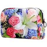 Reise Kosmetiktasche Große Make-up-Tasche Schminktasche Kosmetiktasch Organizer für Damen und Mädchen Blumenstrauß Hochzeit 18.5x7.5x13