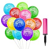 ZHENA 50 Stk Luftballons Geburtstag Happy Birthday Bunt Latex Ballons 12 Zoll mit Ballonpumpe für Geburtstag Party(Farbe zuverlässig)
