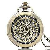 GNUIO Taschenuhren Quarz Taschenuhr Halskette Anhänger Junge Männer Geschenk (Color : Bronze)