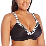 LEADING LADY Damen Plus Size Luxe Body T-Shirt Bra Wirefree BH mit voller Abdeckung, Schwarz/Grau Leopard, 90G