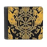Buweirezhi Wikinger Rabe Valknut Rune Zweifach Gefaltete Ledergeldbörsen Herren Leicht Geldbörsen Geld Geldbörse Mit Geldklammer white One S