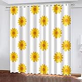 HOMEIEU 3D-Verdunkelungsvorhänge, Geräuschreduzierende Und Wärmeisolierende Sonnenblumen-Vorhänge, Geeignet Für Schlafzimmer, Wohnzimmer, Kinderzimmer (W140xH220cm-2PCS)