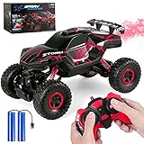 Herefun Ferngesteuertes Auto, 2.4GHz Renn Stunt RC Auto mit LED-Licht, Fernbedienung Offroad Spielzeugauto, High Speed Geländewagen Ferngesteuertes Auto für Kinder und Erwachsene Geschenk (rot)