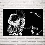 Refosian Stevie Ray Vaughan Musik Gitarrenmusiker Blues Rock Monochrome Kunst Poster Druck Leinwand Bilder für Wohnzimmer Kunstwerk Raum Bilder Bett Hintergrund Home Decor-50x100cm No F