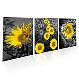 3 Stück Leinwand Poster Bilder Set,Leinwandbild Wand Art Home Decor Leinwand Wandkunst Sonnenblume Bilder Leinwanddruck Wandkunst Bild für zu Hause Leinwanddruck Abstrakte (11,8 x 8,26 Zoll)