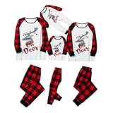 Weihnachten 2020 Schlafanzug Familie Weihnachts Pyjama Familien Outfit Set Matching Lange Ärmel Bluse Plaid Lange Hosen Xmas Nachthemd Nachtwäsche Weihnachtspyjama Geschenk Christmas Party