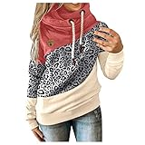 ZGNB Hoodies Damen Pullover im ethnischen Stil mit geometrischem Druck Retro Kapuzenoberteile mit Pferdemotiv Tunikabluse mit Latzkragen und Langen Ärmeln Warmes Winter Plüsch Sweatshirt M