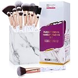 Make up Pinsel Set DUAIU 15Pcs Professional Premium Synthetisches Make-up Pinsel Set für Lidschatten Concealer Augenbrauenpulver Flüssige Mischung mit Marmor Quadrat Schöne Geschenkbox