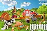 VLIES Fototapete-BAUERNHOF-(071sp)-350x260 cm-Kinderzimmer Kuh Pferde Esel Schwein Hund Tiere Dekor Wandbild Wandtatoo Poster Moderne Tapete Bildw