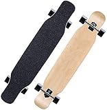 Longboard 118CM Pro Skateboard, Cruiser Trick Skateboard, Komplettes kanadisches Ahornholz, Schwarzes Longboard für Anfänger Erwachsene Teens Mädchen Jungen Kinder (Ahorn)