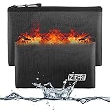 Zitfri Feuerfeste Dokumententasche 2pcs, A4 Tasche Hülle Feuersicher wasserdicht Beutel Behälter Safe Aufbewahrung für A4 Dokumente Geld Schmuck Passport Reisepass und W