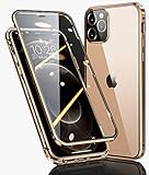 Schutzhülle für iPhone 12 Pro Max magnetische Hülle, transparent, stoßfest, 360 Grad vollständiger Schutz, magnetische Adsorption, Metall-Stoßstange, Flip-Cover für iPhone 12 Pro Max 6.7 Zoll, G