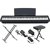 Yamaha P125B Action Digital Piano mit 88 Tasten, mit Sustain-Pedal, Netzteil, doppelstrebiger X-Style Keyboardständer und gepolsterter X-Style Klavierbank