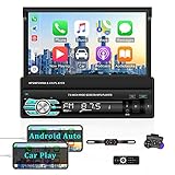 1 Din Autoradio Bluetooth mit Carplay / Android Auto 7'' Touchscreen Stereo Unterstützung Mirror Link, FM, SWC + Rückfahrkamera für N