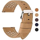 Fullmosa 6 Farben für Uhrenarmband mit Schnellverschluss, Breeze Serie Leder Ersatzband geeignet für Armbanduhr Herren&Damen,18mm Khak