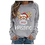 Damen Weihnachten Pullover Winter Oberteile Sweatshirt Langarm Santa Rentier Schneemann Gedruckt Frauen Rundhals Lässig Tuniken Elegant Tops T-Shirt Weihnachtskostüm Weihnachtspulli Freizeit B