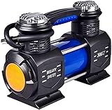 KANGNING Luftkompressor Digitaler Reifenfüller Tragbare Reifenpumpe 12V Mit Aufbewahrungstasche 3 Düse Für Auto Fahrrad Motorrad Ball Luftmatratze Reifen & Radwerkzeuge-26x10x17cm_Schwarz W