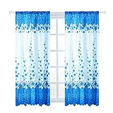 Hancend Vorhang Südostasiatischer Stil Home Fashion Gedruckte Rose Kurzer Vorhang Atmungsaktiver Fenstervorhang(Blau)