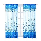 Hancend Vorhang Südostasiatischer Stil Home Fashion Gedruckte Rose Kurzer Vorhang Atmungsaktiver Fenstervorhang(Blau)