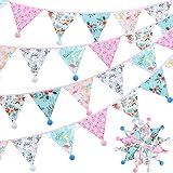 2 Packungen 12 Stücke/ 10,8 Feet Flamingo Bunting Flaggen Sommer Bunting Festival Bunting Outdoor Geburtstag Deko Blume Bunting Banner für Hochzeit Geburtstag Baby Shower Hängend Dek