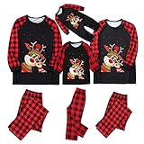 Passender Familien-Schlafanzug für Damen Herren Kinder Baby Weihnachten rot karierter Elch Urlaub Pjs Kleidung Pyjama, A-schwarz, 38
