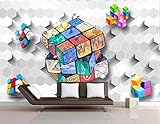 Benutzerdefinierte Tapete Kinder S Geometrische Figuren Rubik S Cube Wandbild Dekoration Zimmer Hintergrund 3D Wandbild Tapete Wanddekoration fototapete 3d Vlies wandbild Schlafzimmer-300cm×210
