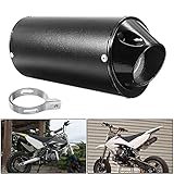 Motorrad Auspuff Schalldämpfer, Universal Edelstahl Schalldämpfer Hinten Auspuffrohr mit klemme für 50cc 110cc 125cc ATV Dirt Pit Quad Bike Motocross, Schwarz, 28