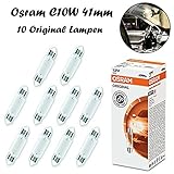 10x Osra.m C10W 41mm 12V 6411 Original Innenbeleuchtung - Kofferraum Handschuhfach Kennzeichen Tür Fußraum Leselampen Lizenz - Ersatz Halogen Soffite Lampe E-geprü