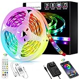 LED Strip mit IR Fernbedienung, RGB LED Streifen Farbwechsel Led Lichterkette Flexible Bluetooth-APP-Steuerung LED Bänder Strips Sync zur Musik,für Schlafzimmer,Zuhause,TV,Feriendek