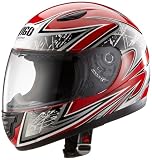 Protectwear SA03-RT-XS Kinder Motorradhelm, Integralhelm, Größe XS (Youth L), Rot/Silb