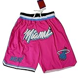 IFYG Miami Heat Nets Pocket Embroidered Shorts Retro Basketball Pants XXL E