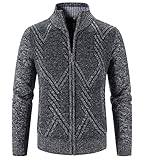 PANBOB Jacke Herren Slim Fit Stehkragen Komfortabel Strickjacke Herren Frühling Herbst Warm Übergangsjacke Herren Atmungsaktiv Lässig Strickwaren Herren F-Dark Grey1 XXL