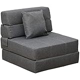 HOMCOM Schlafsessel Schlafsofa Sofabett Einzelsofa mit Waschbarem Kissen Grau 70cm x 70cm x 61