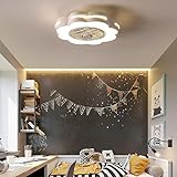 Monik Deckenventilator Mit Beleuchtung Kinderzimmer Deckenventilator Mit Fernbedienung Und Licht Schlafzimmer Leise 50W Dimmbar Fan Deckenleuchte Einstellbare Windgeschwindigkeit,Weiß