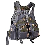 Bassdash Herren Angeln Weste Multifunktionsweste Anglerweste mit biszu max.20 Taschen für Fliegenfischen und Outdoor F