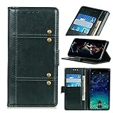 NEINEI Handyhülle für iPhone 13 Pro Max Hülle,PU/TPU Lederhülle Tasche Klapphülle mit [Magnetisch][Kartenfach][Stand],Kupferperlen-Design Schutzhülle Flip Cover Case,Grü