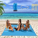 Picknickdecke 210x200cm Tragbare Anti-Sand-Strandmatte mit 4 festen Heringen für Picknick, Reisen, Strand, Camping