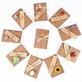 (10.5CM x 7CM) 10 Stück Grußkarte Dankskarten Einladungskarte Geschenk Umschlag Retro Kraftpapier Karte und Umschlag Blanko mit Getrocknete B