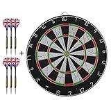 Trintion Dartscheibe Kork Dartscheibe mit Pfeilen Profi Steeldartscheibe aus Steeldart, Dartscheiben Set Scheibe mit 6 Gratis Dartpfeilen,Metallspitze Dartscheibe,Turniermaß Dart Doppelseitig