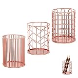 3 Stücke Rosegold Stifthalter, Stiftehalter, Hohl Make up Aufbewahrungsbox, Stiftehalter Organizer, für Make up Pinselhalter, Stifteköcher, Büro, Heim, 3 S