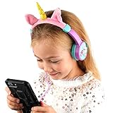 Duragadget magische Einhorn-Kopfhörer für Kinder, mit Audio-Sharing-Anschluss und gepolstertem verstellbarem Kopfbügel, kompatibel mit Lenco SCD-650 Kids Portable Stereo Boombox FM Radio, CD, MP3