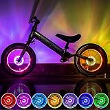 KUWAN LED Kinder Roller Licht USB Wiederaufladbar Speichenlichter 18 Modi Wasserdicht 7 Farben für Smart Induction Kinderzubehö